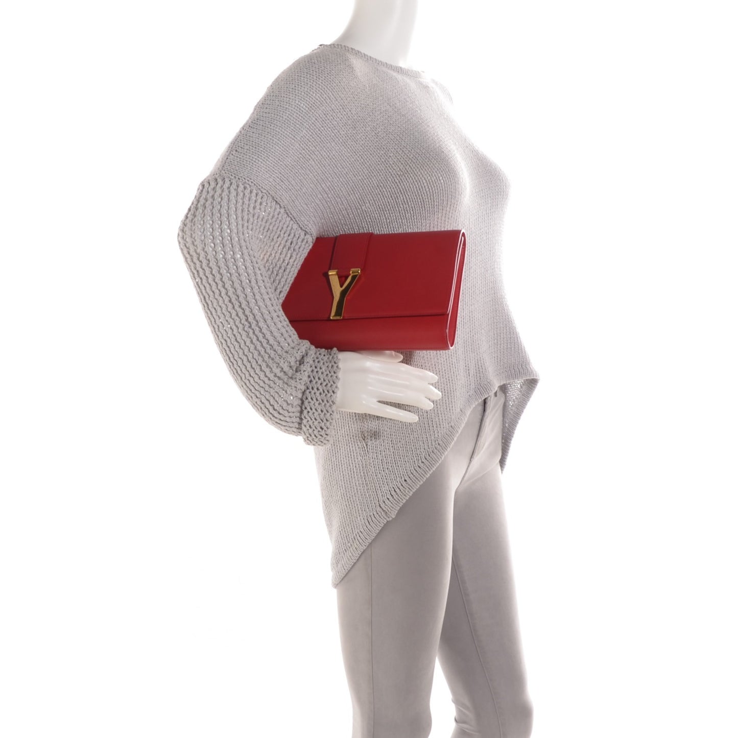Calfskin Classic Y Ligne Clutch Red