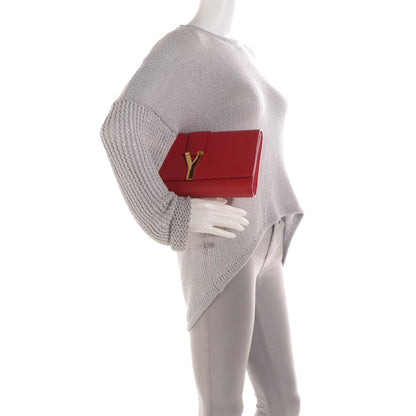 Saint Laurent Calfskin Classic Y Ligne Clutch Red 2 of 7