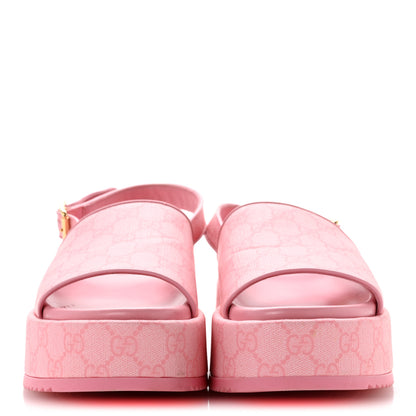 Gucci GG Supreme Monogram Granada Kid Angelina Platform 35mm Slingback Sandals 39 Cotton Candy Dark Cotton Candy Wild Rose 3 of 12