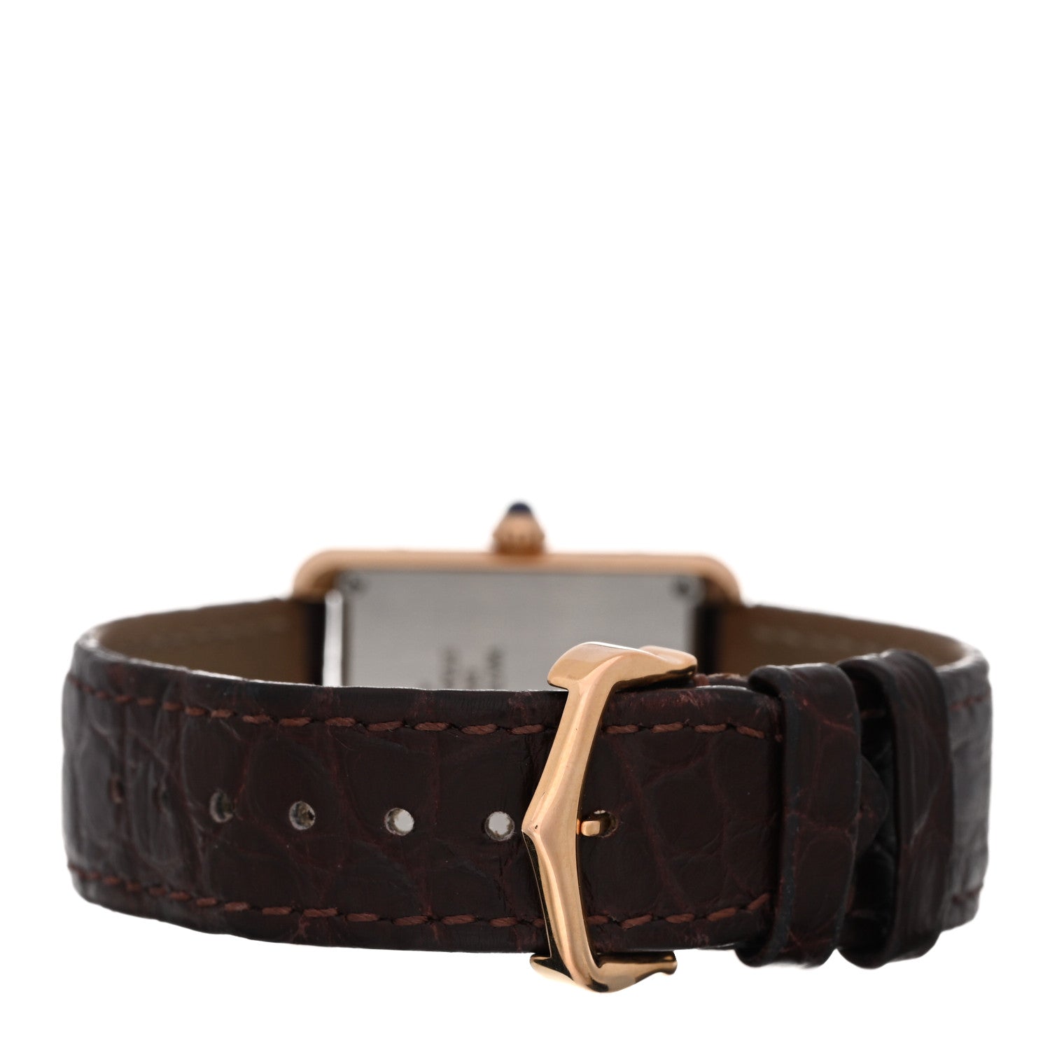 Cartier Stainless Steel 18K Pink Gold Alligator 24mm Tank Solo Quartz Watch Brown 3 of 5