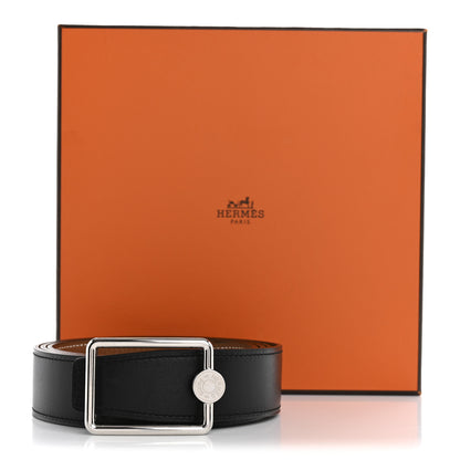 Hermes Togo Box 38mm Oscar Reversible 105 42 Belt Black Gold 8 of 8