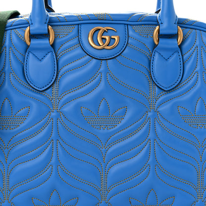 Gucci X ADIDAS Calfskin Trefoil Web GG Marmont Medium Duffle Bag Blue 8 of 10