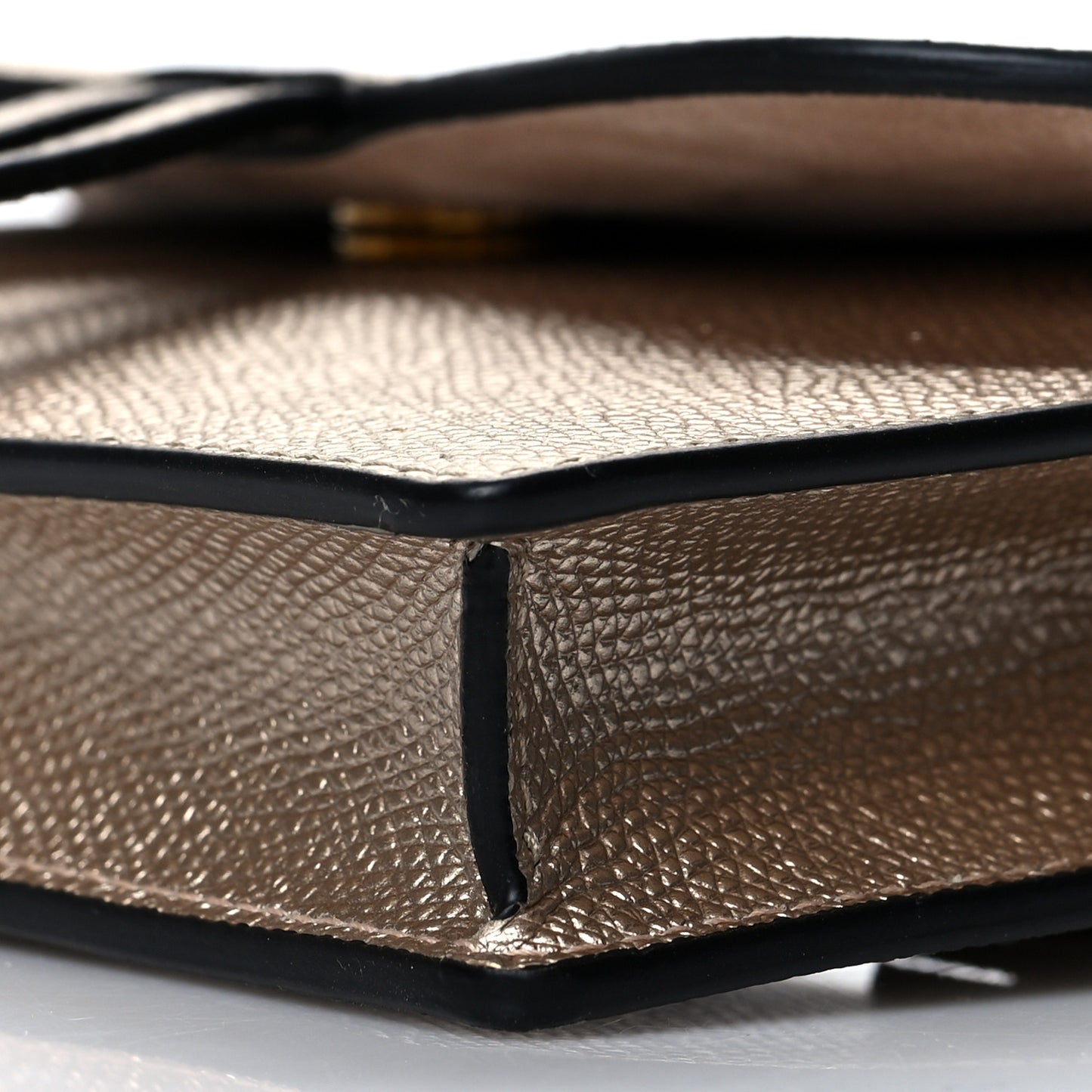 Metallic Grained Calfskin Saddle Belt Bag Gold