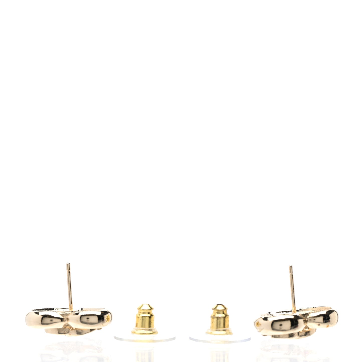 Metal Crystal CC Logo Heart Earrings Gold
