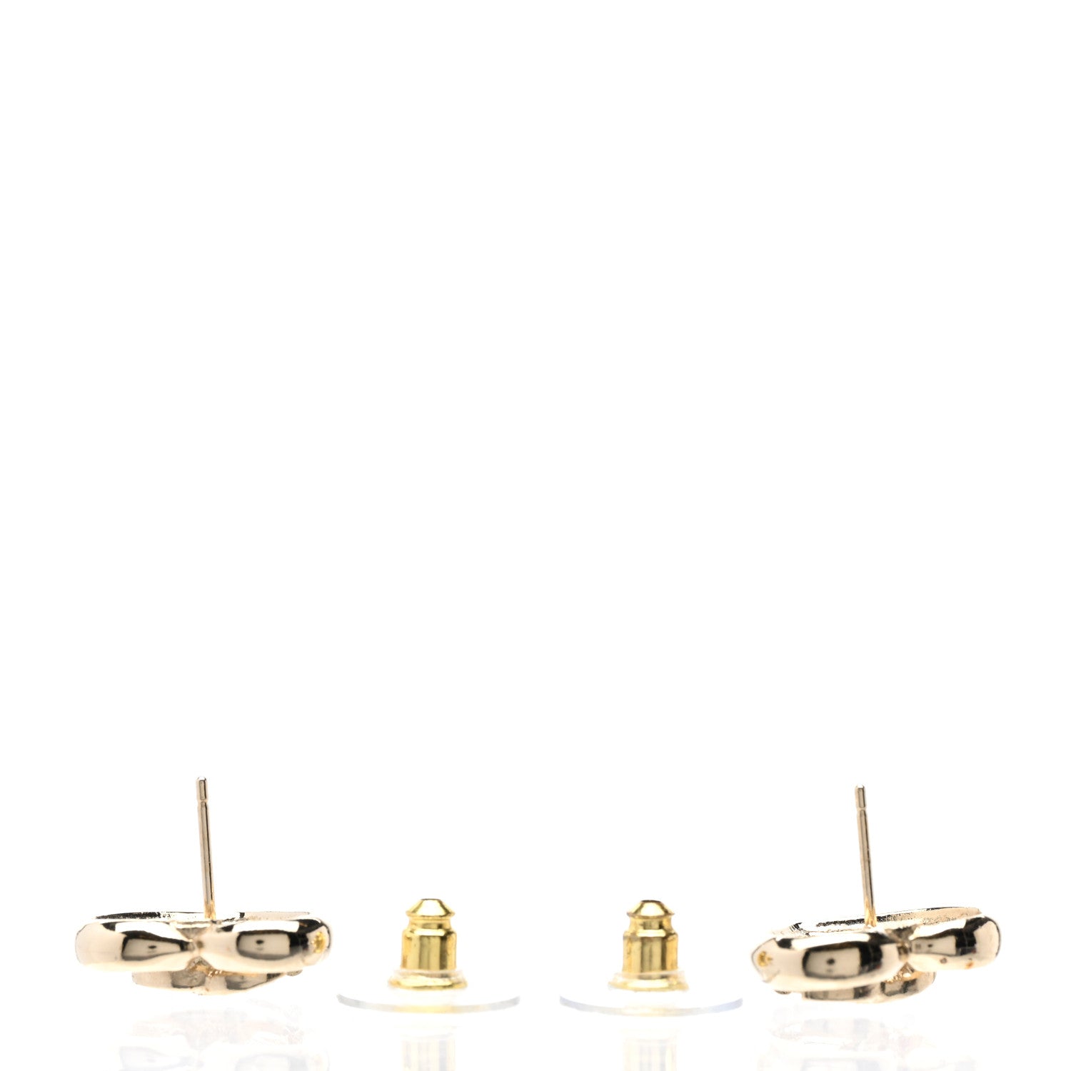 Chanel Metal Crystal CC Logo Heart Earrings Gold 3 of 5