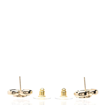 Chanel Metal Crystal CC Logo Heart Earrings Gold 3 of 5