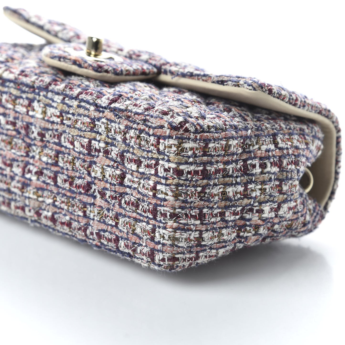 Tweed Quilted Mini Rectangular Flap Pink