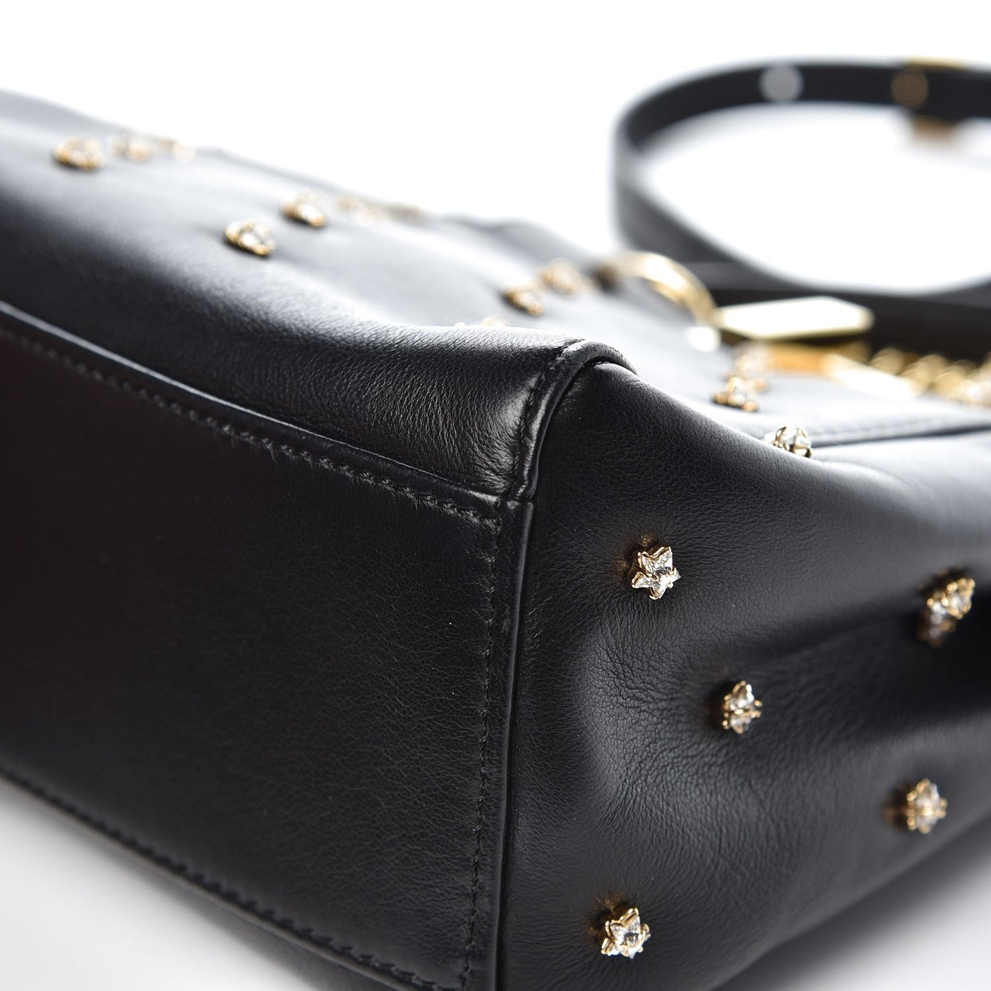 Nappa Crystal Studded XS Peekaboo Iconic Satchel Black