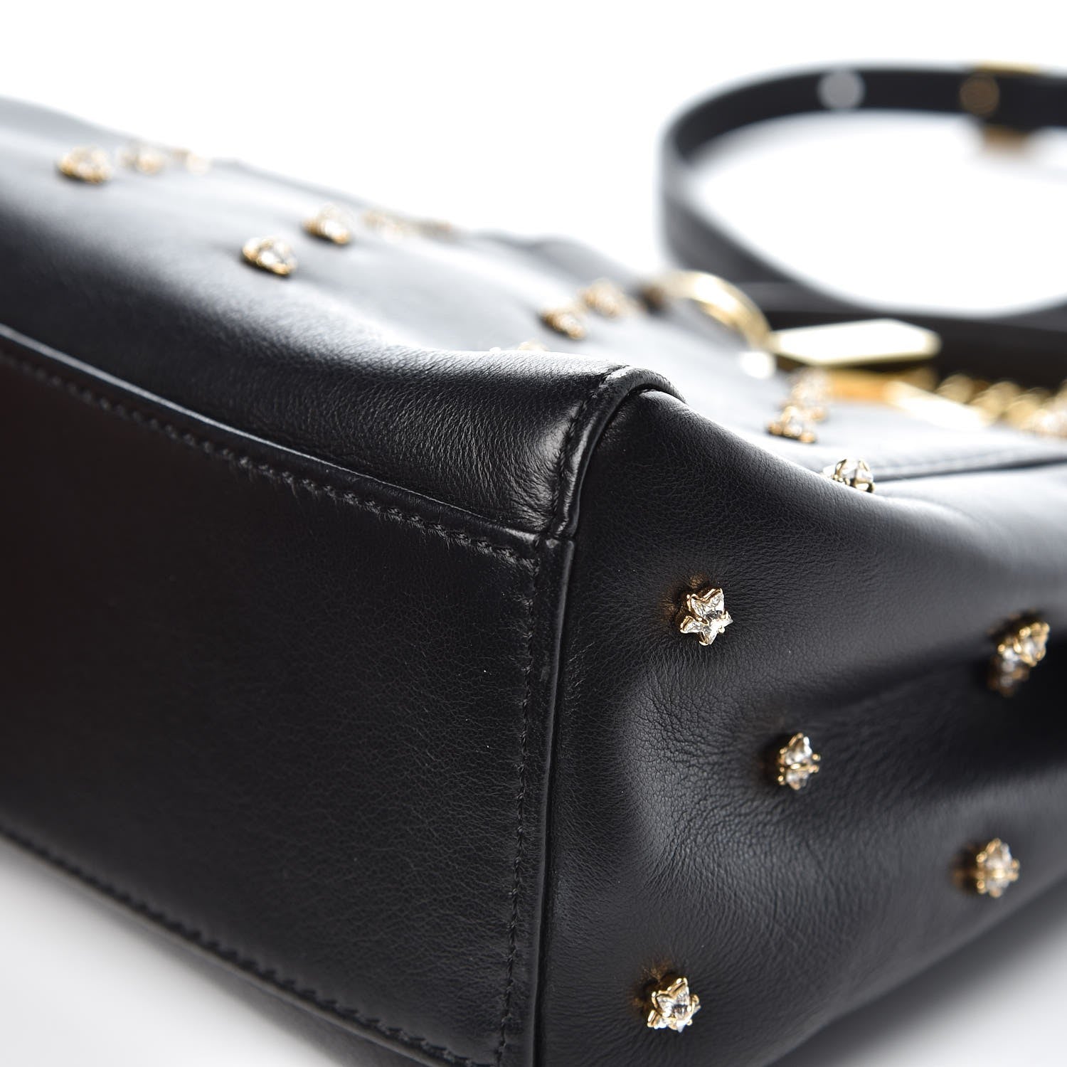 Fendi Nappa Crystal Studded XS Peekaboo Iconic Satchel Black 8 of 8