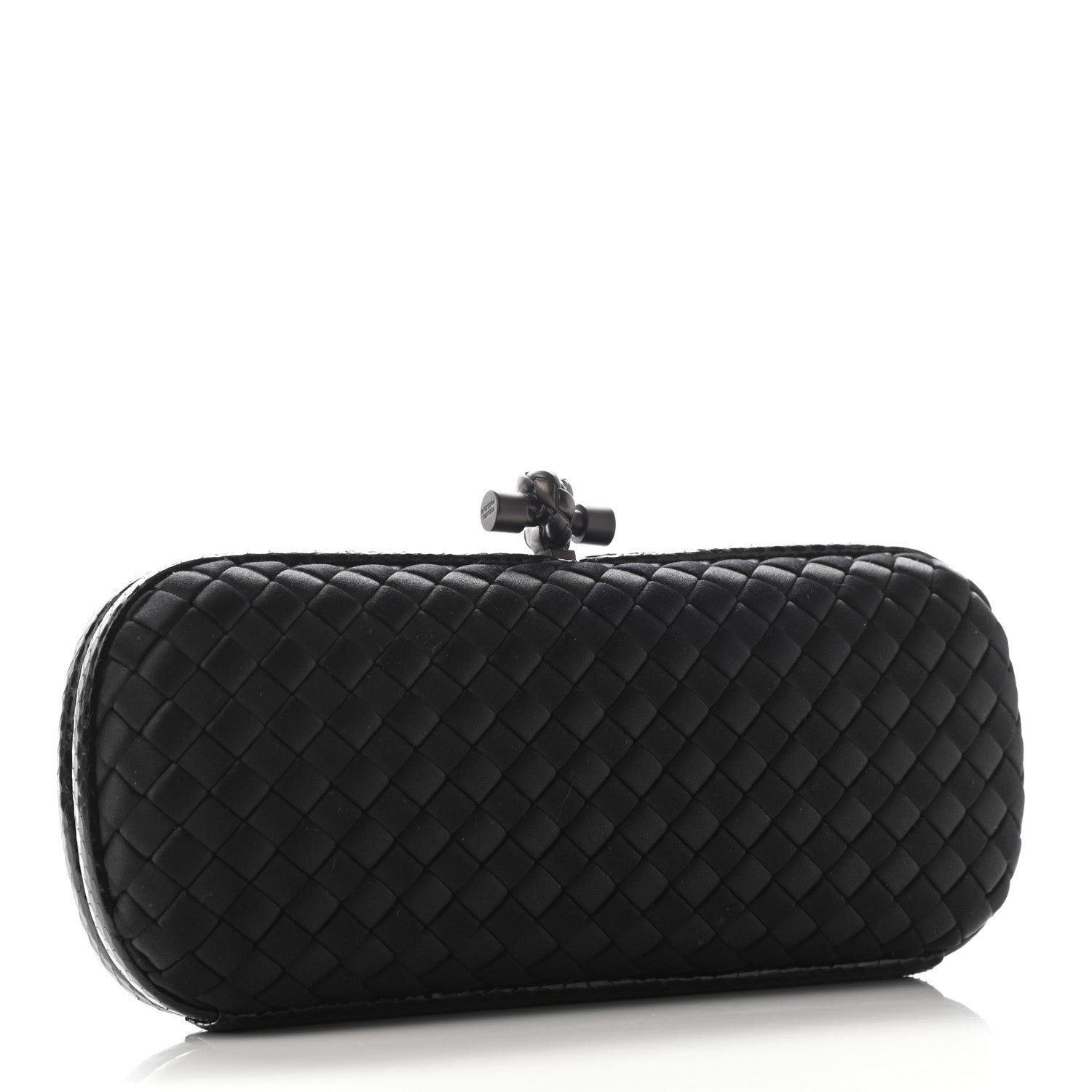 Bottega Veneta Satin Ayers Intreccio Impero Stretch Knot Clutch Black 3 of 9