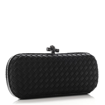Bottega Veneta Satin Ayers Intreccio Impero Stretch Knot Clutch Black 3 of 9