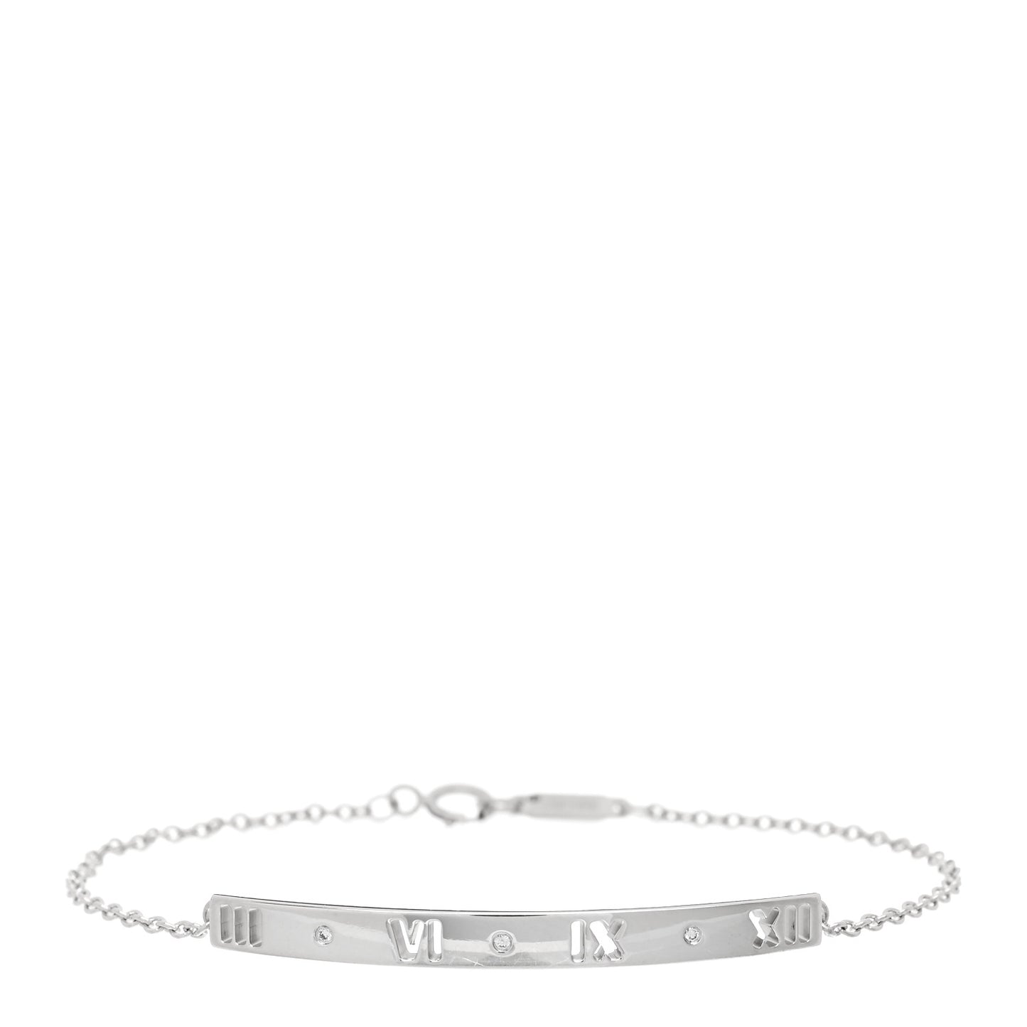 18K White Gold Diamond Atlas Bar Pierced Bracelet