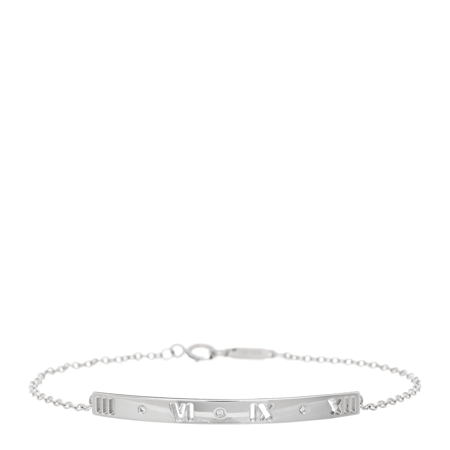Tiffany 18K White Gold Diamond Atlas Bar Pierced Bracelet 1 of 3