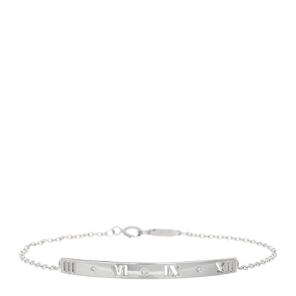 Tiffany 18K White Gold Diamond Atlas Bar Pierced Bracelet 1 of 3
