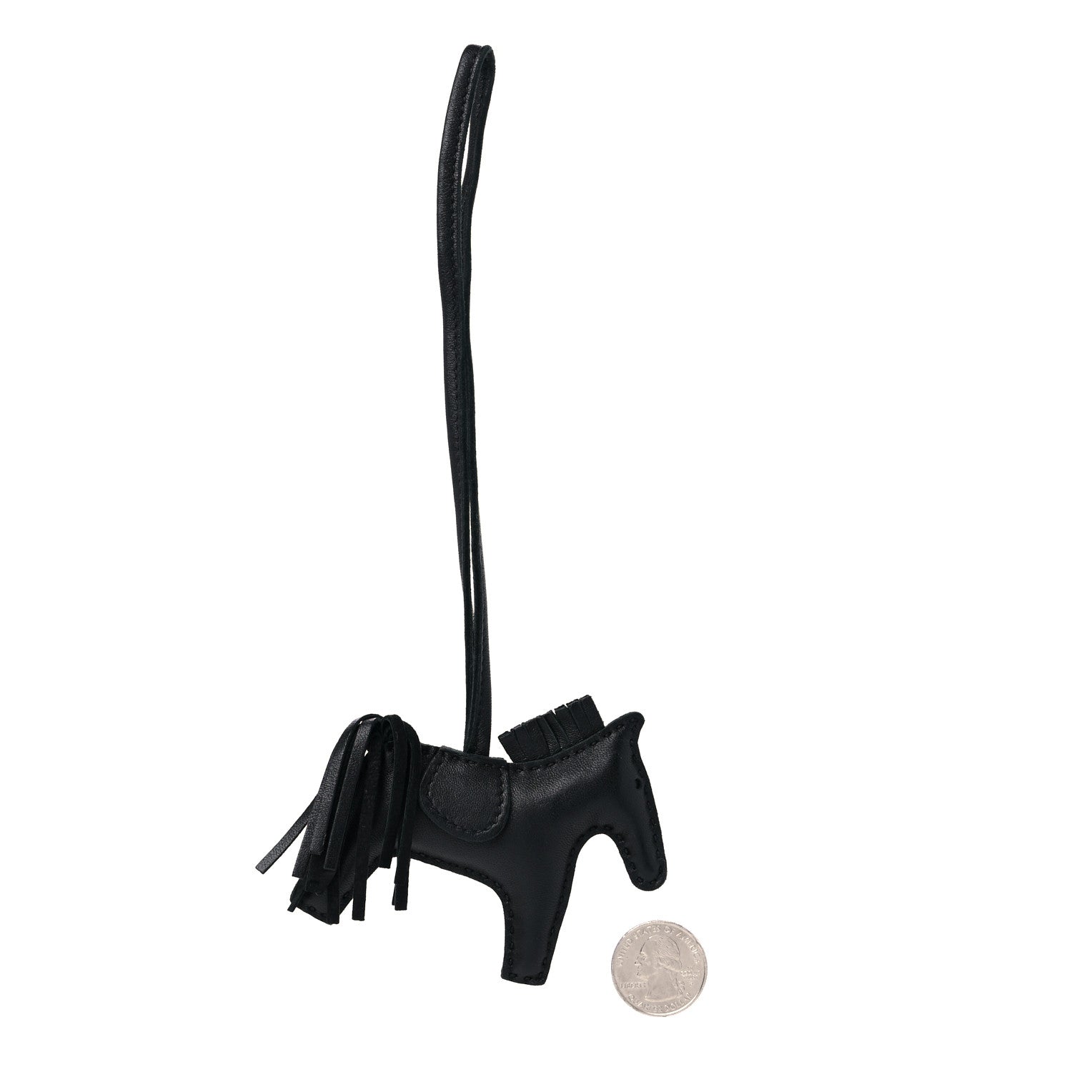 Hermes Milo Lambskin Grigri Rodeo Horse Bag Charm PM So Black 2 of 4