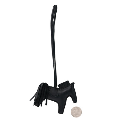 Hermes Milo Lambskin Grigri Rodeo Horse Bag Charm PM So Black 2 of 4