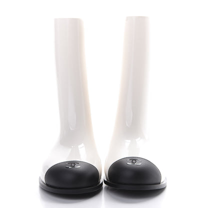 Chanel Rubber Rain Boots 41 Ivory Black 2 of 11