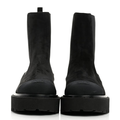 Chanel Suede Calfskin Grossgrain Cap Toe CC Ankle Boots 37 Black 2 of 8