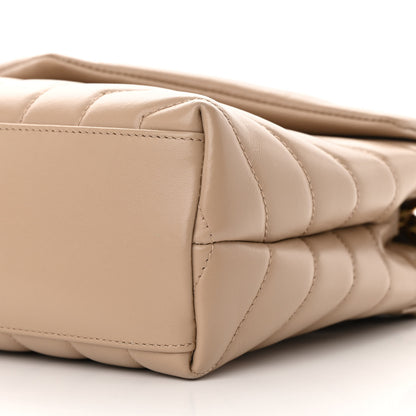 Saint Laurent Calfskin Y Quilted Monogram Small Loulou Chain Satchel Dark Beige 10 of 17