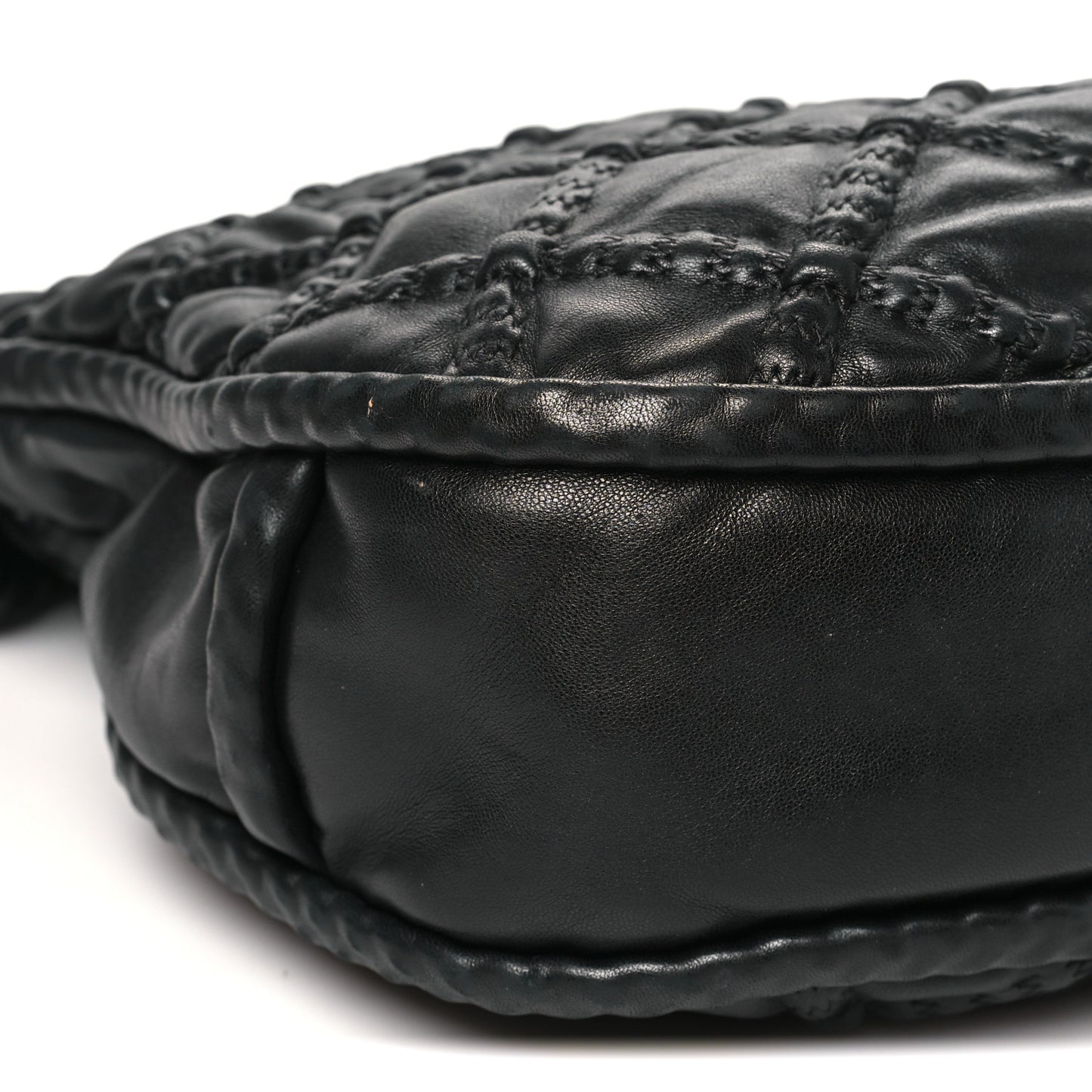 Quilted Lambskin Hidden Chain Hobo Black