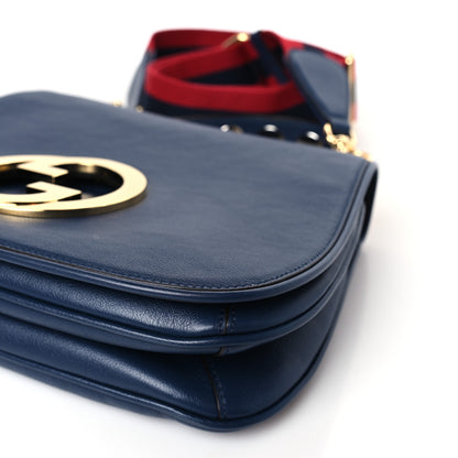 Gucci Roxy Calfskin Web Medium Blondie Top Handle Shoulder Flap Bag Blue Agata 9 of 9