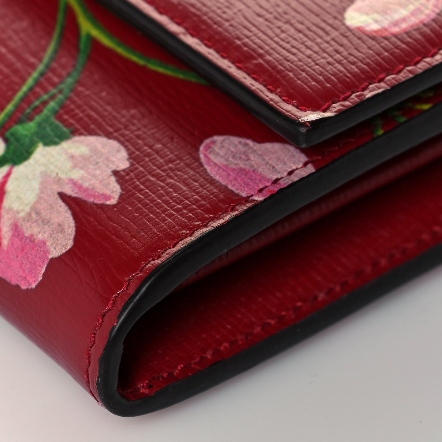 Calfskin Blooms Print Continental Wallet Romantic Cherry Multicolor