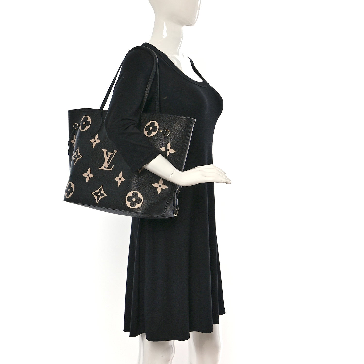 Louis Vuitton Empreinte Monogram Giant Neverfull MM Black Beige 2 of 8