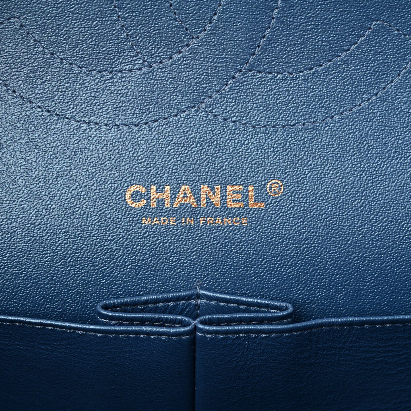 Iridescent Caviar Quilted Jumbo Double Flap Dark Blue