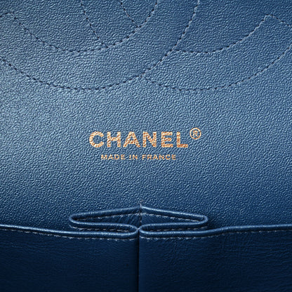 Chanel Iridescent Caviar Quilted Jumbo Double Flap Dark Blue 6 of 10