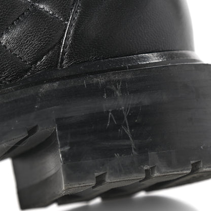 Chanel Shiny Lambskin Quilted Lace Up Combat Boots 35 Black 11 of 11