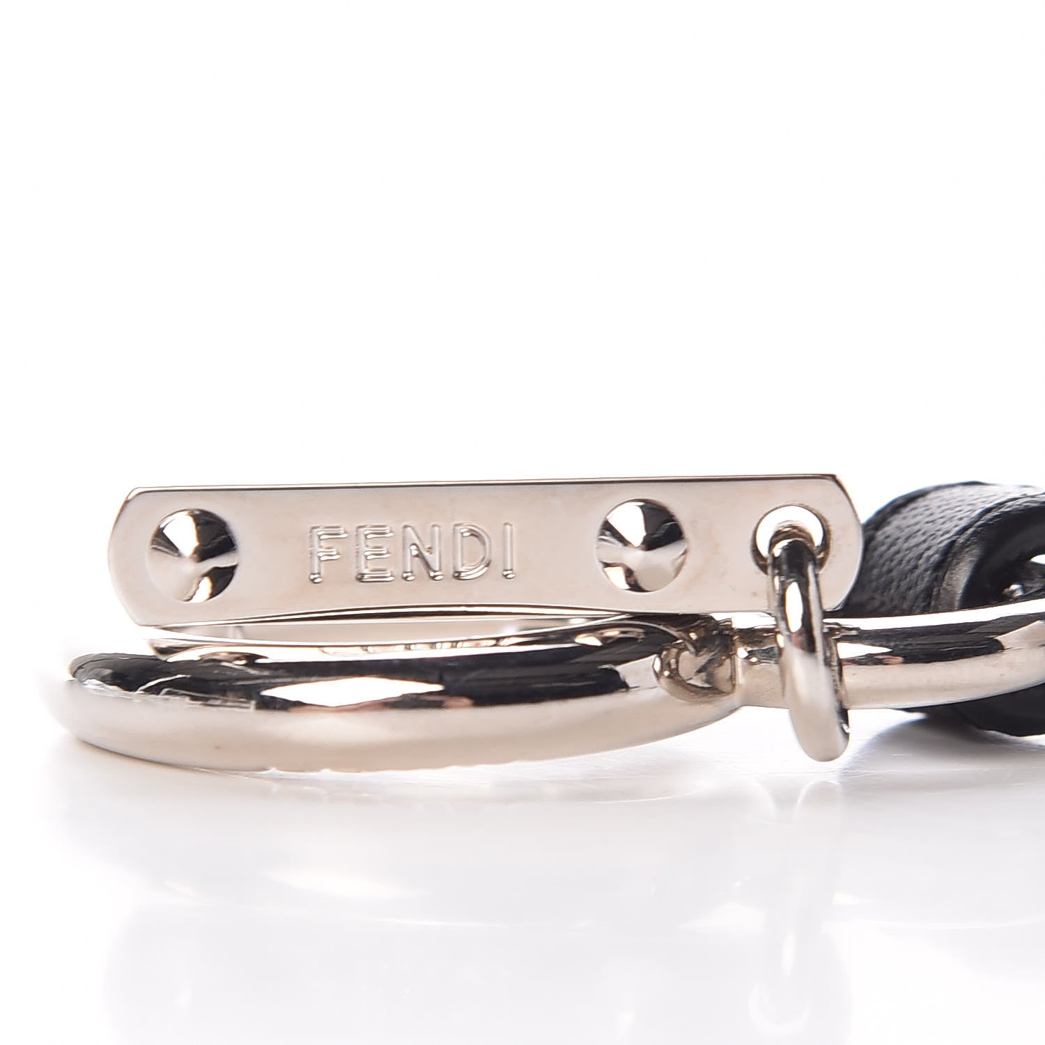 Fendi Lambskin Fox Fur Super Karlito Pom Pom Bag Charm Black White 4 of 4