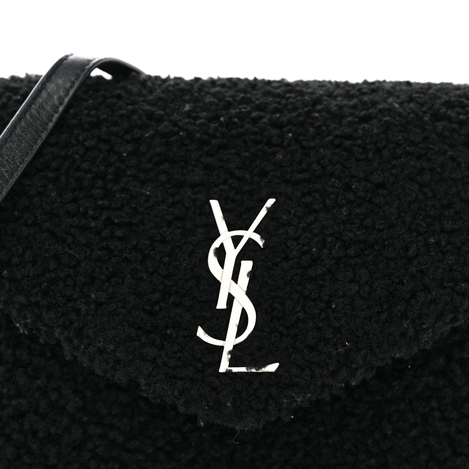 Saint Laurent Shearling Toy Loulou Shoulder Bag Black 9 of 11