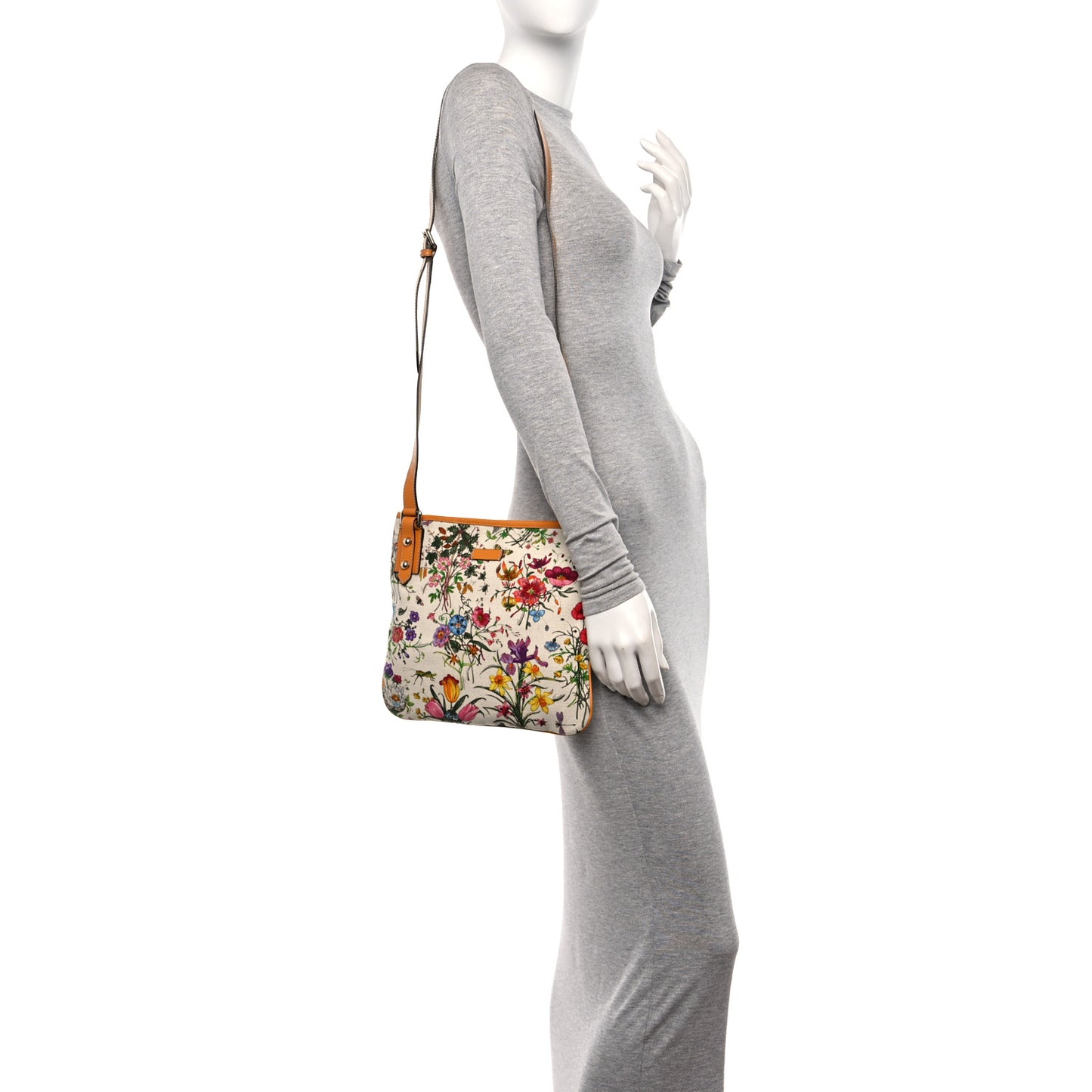 Canvas Flora Floral Crossbody Bag Orange