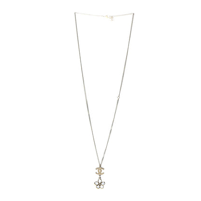 Chanel Metal Resin Diamante CC Flower Necklace Gold 3 of 6