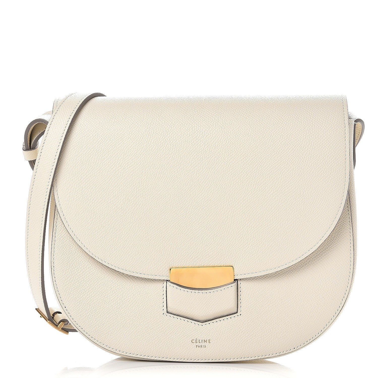 Celine Grained Calfskin Compact Trotteur White 1 of 7