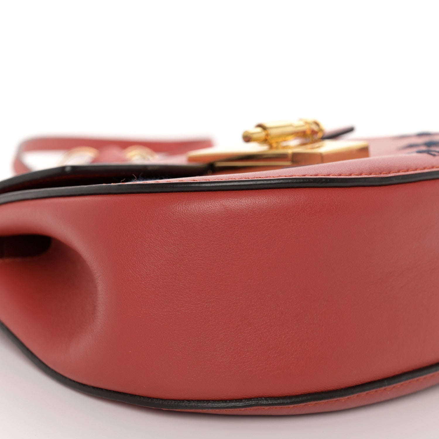 Chloe Calfskin Little Horses Embroidered Mini Drew Bijou Shoulder Bag Earthy Red 9 of 11