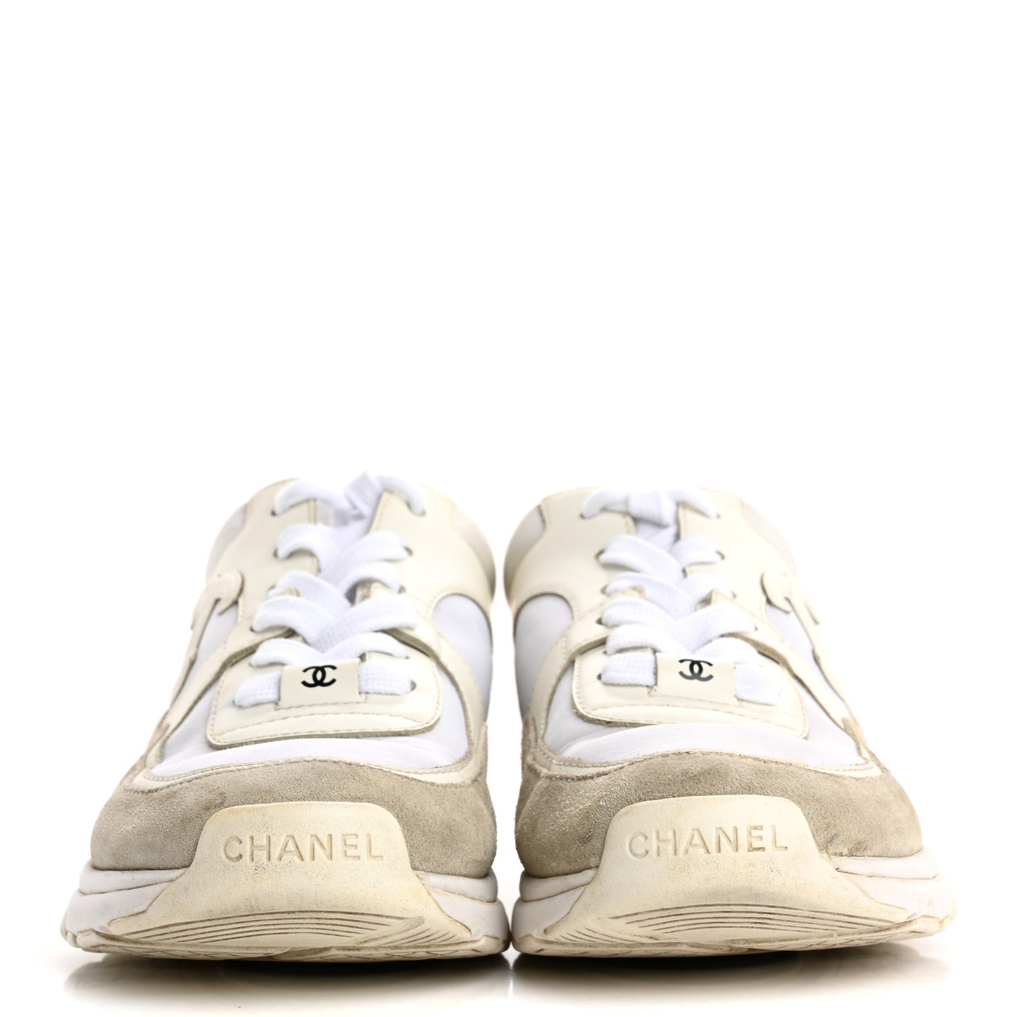 Suede Calfskin Fabric CC Sneakers 36.5 White