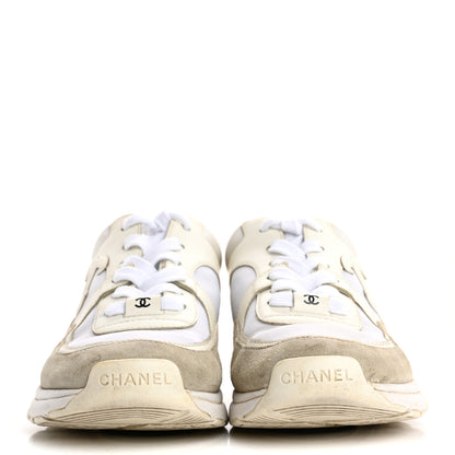 Chanel Suede Calfskin Fabric CC Sneakers 36.5 White 3 of 17