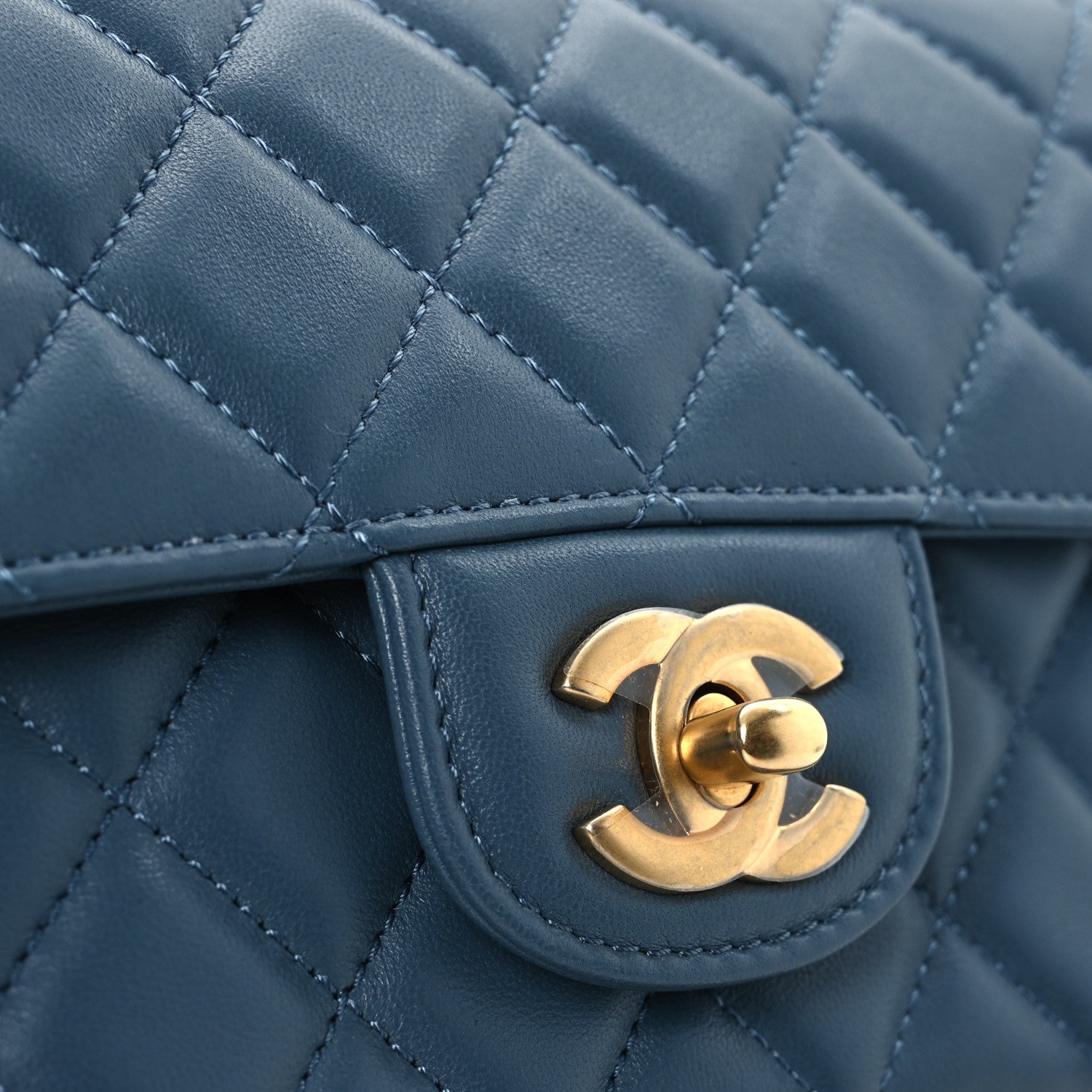 Chanel Lambskin Quilted Mini Metal Top Handle Rectangular Flap