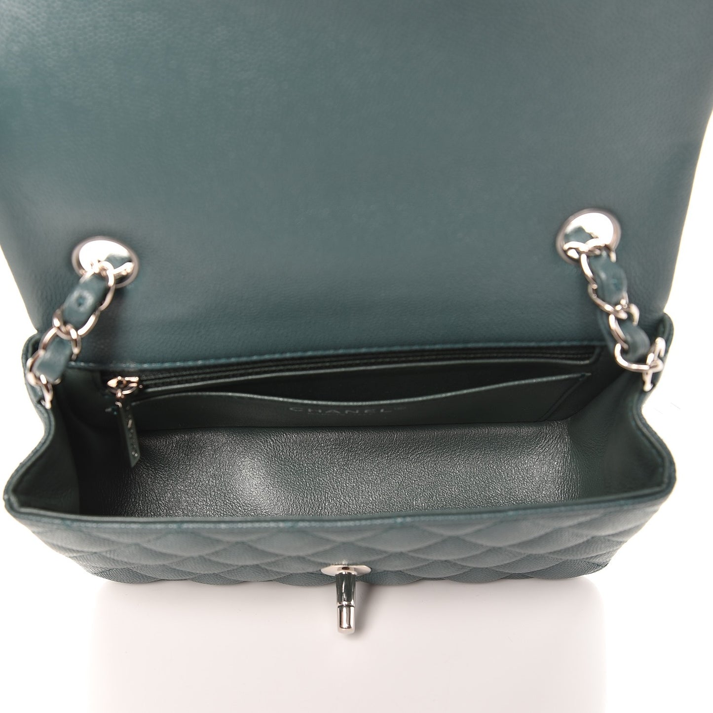Caviar Quilted Mini Rectangular Flap Green