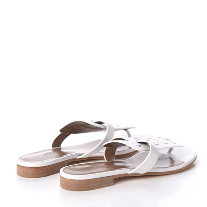 Hermes Calfskin Palladium Opium Clous De Selle Sandals 38.5 White 4 of 7