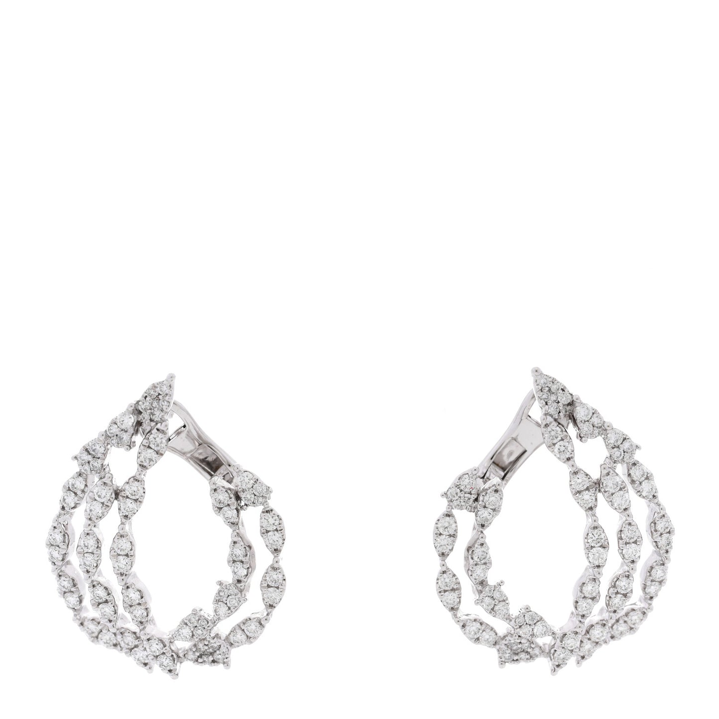 18K White Gold Diamond 1.91ctw Spiral Earrings