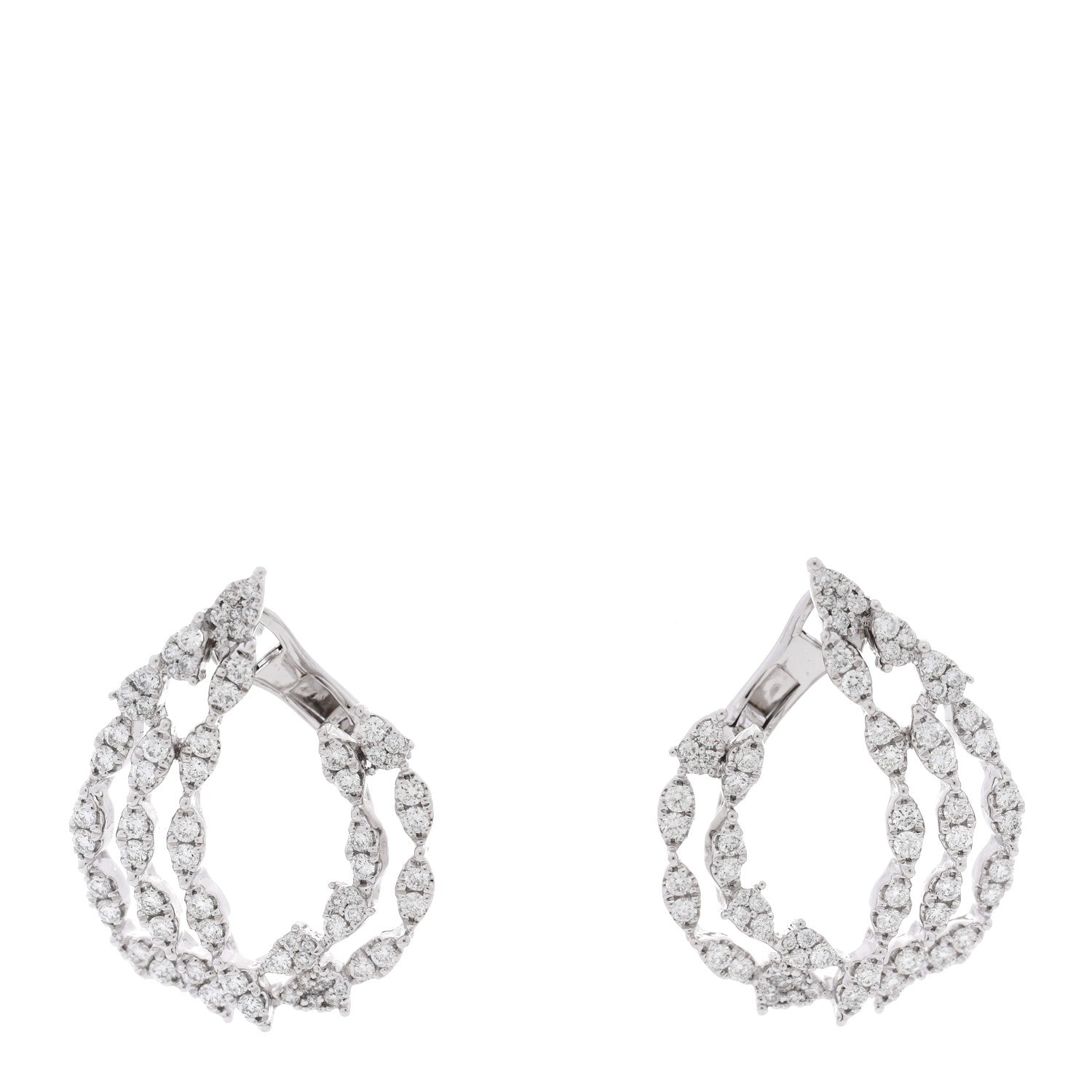 Parker & West by FASHIONPHILE 18K White Gold Diamond 1.91ctw Spiral Earrings 1 of 5