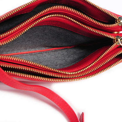 Celine Lambskin Small Trio Crossbody Bag Vermillion 5 of 8