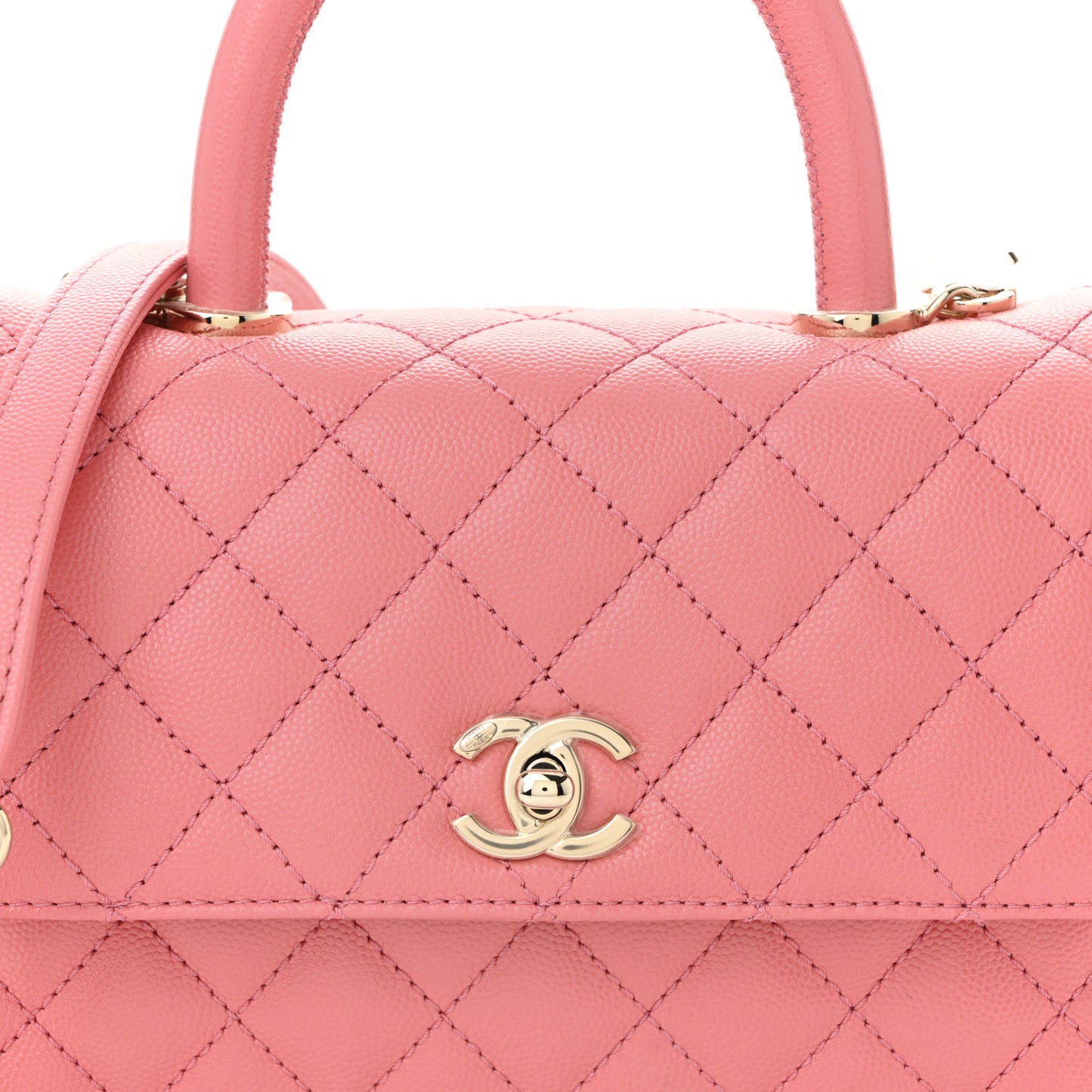 Caviar Quilted Mini Coco Handle Flap Pink