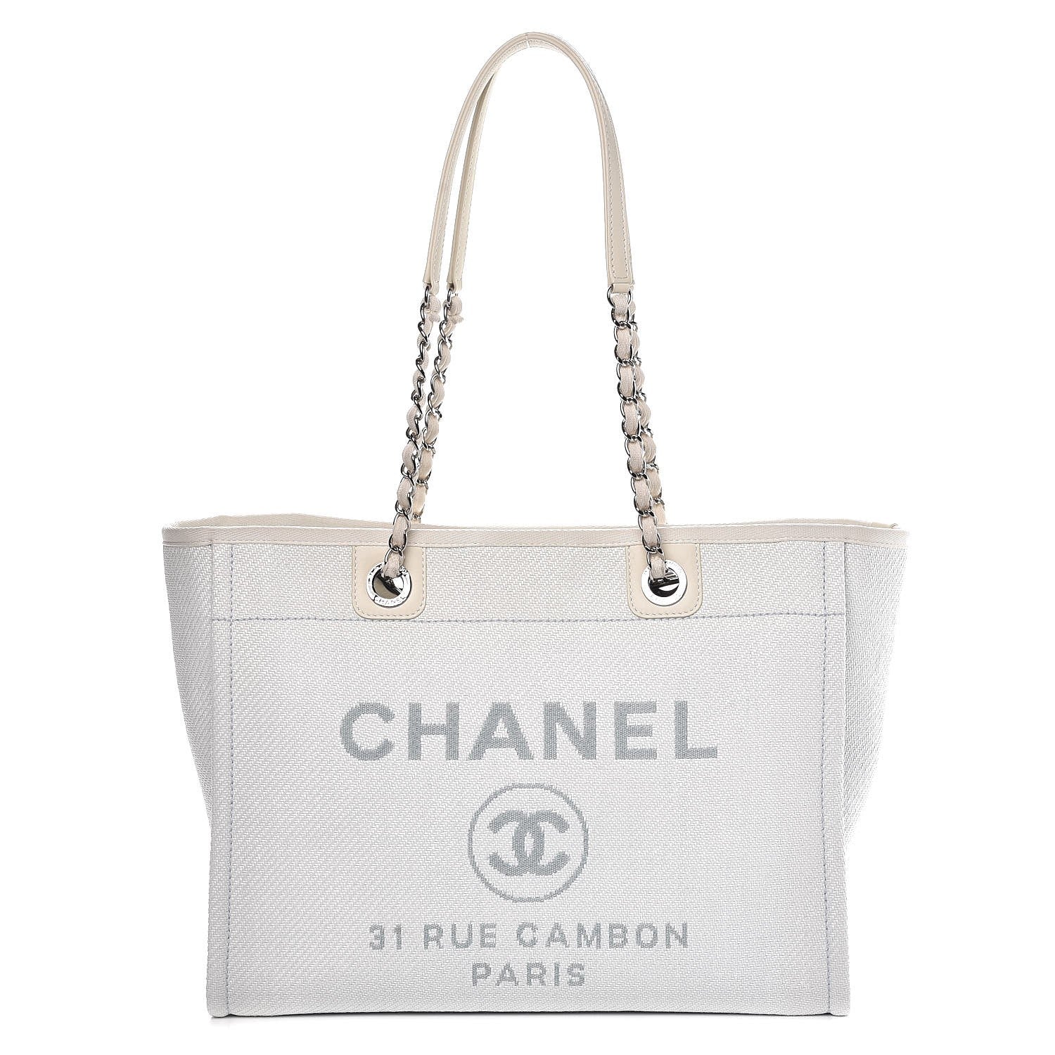 Chanel Woven Straw Raffia Small Deauville Tote White 1 of 8