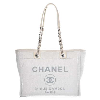 Chanel Woven Straw Raffia Small Deauville Tote White 1 of 8