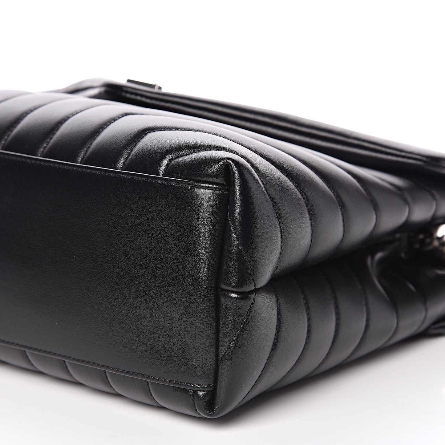 Calfskin Y Quilted Monogram Medium Loulou Chain Satchel Black