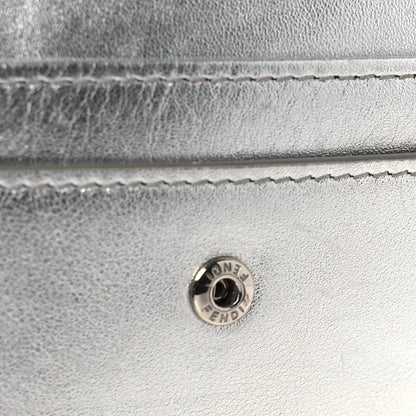 Fendi Metallic Calfskin Continental Wallet On Chain Argento 14 of 14