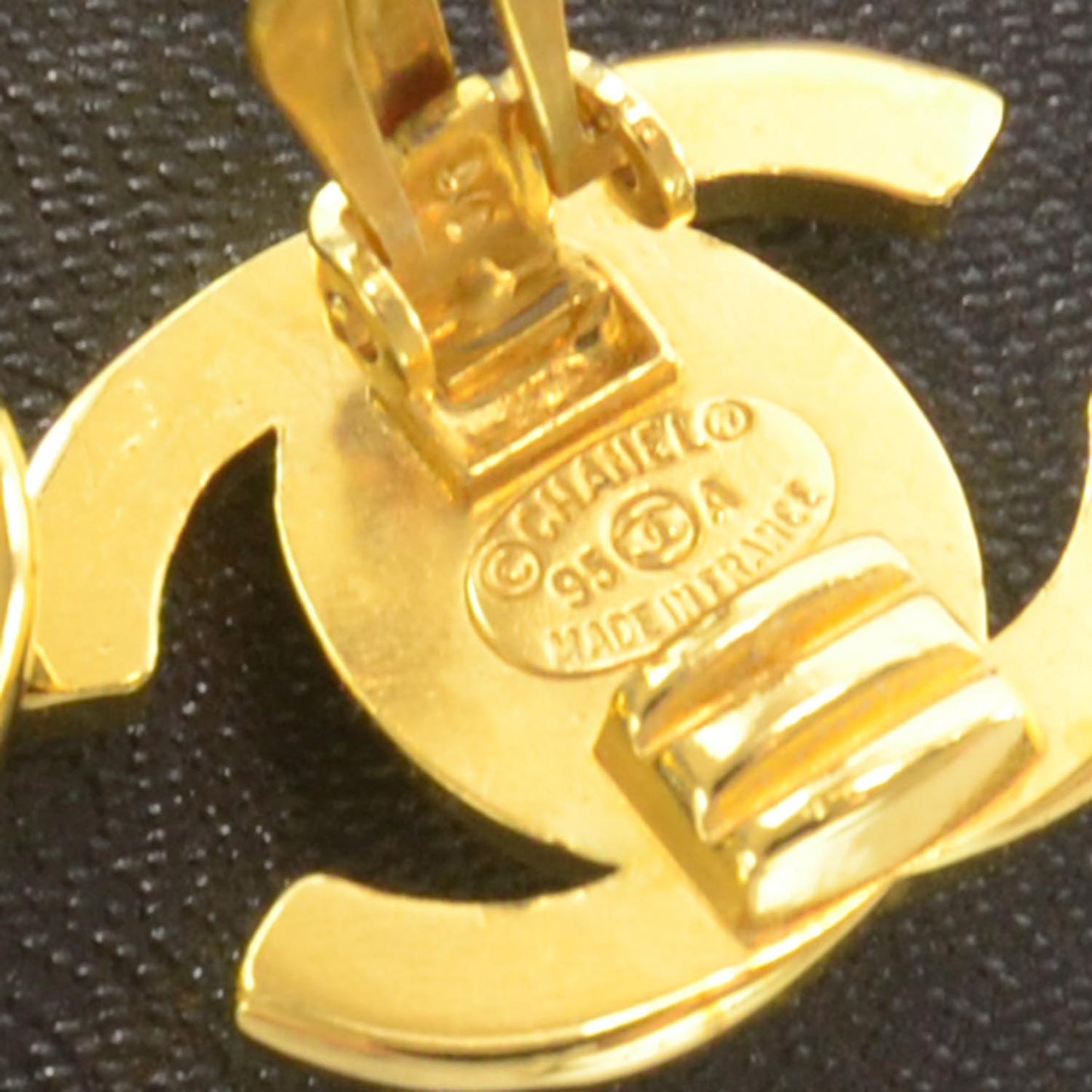 Metal CC Turnlock Clip On Earrings Gold